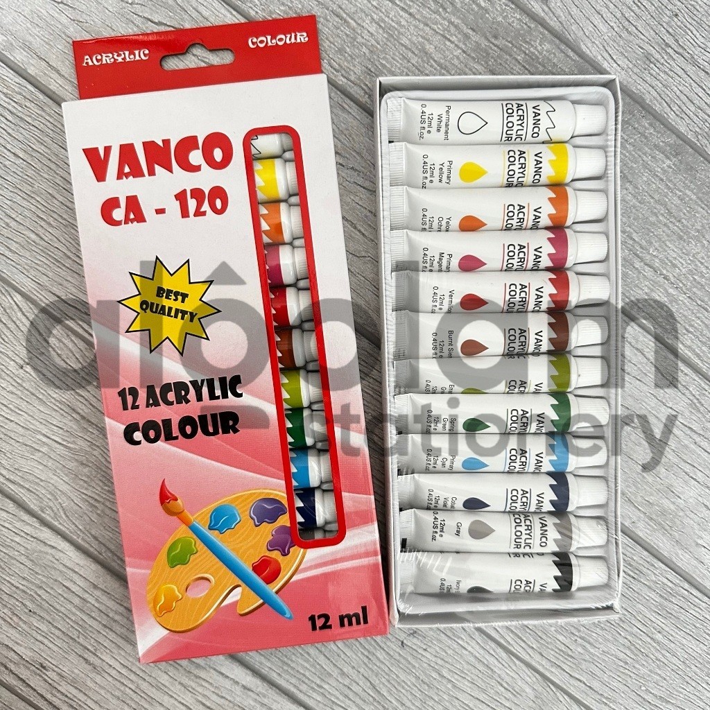 

SATU SET ( 12 WARNA ) Cat Akrilik / Cat Acrylic Vanco