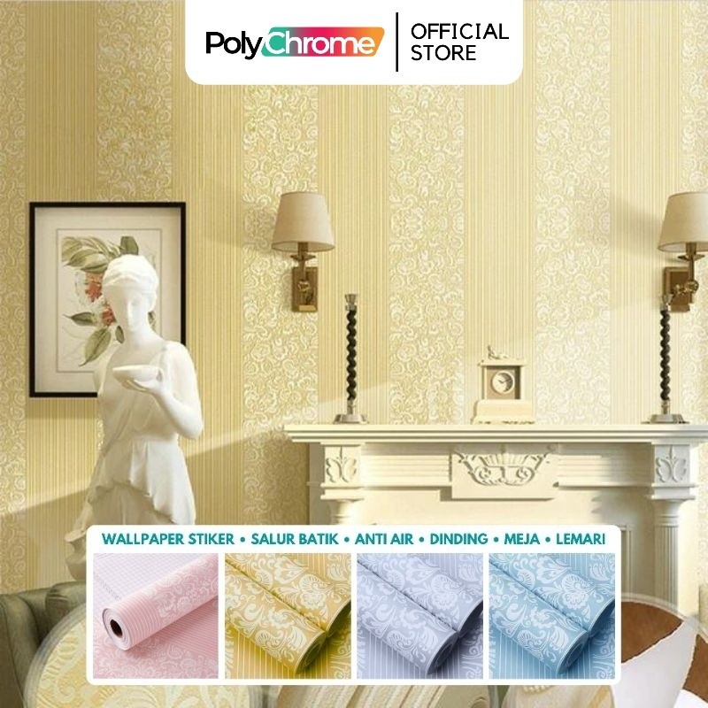 Wallpaper Stiker Dinding Salur Batik Sticker Walpaper COD High Quality Orange Dinding Tembok Anti ai