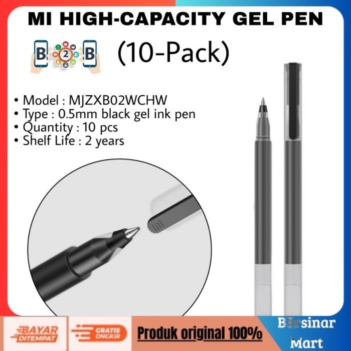 

[COD] DISKON Mi GEL PEN 10 Pcs Mi High Capacity GelPen (10Pack) Pulpen Pena Merah Berkualitas