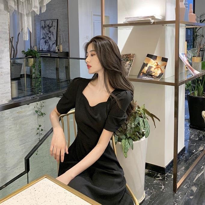 Dress hitam/dress korean style/dress wanita/dress korea/dress putih panjang/Dress putih/dres hitam/ 