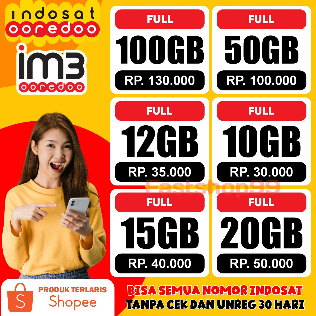 Terlaris Kuota Indosat Freedom Internet 50GB 100GB Murah terbaru