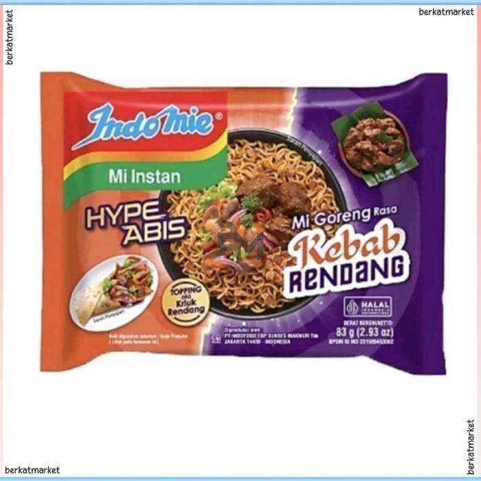 

Indomie Mi Instan Goreng Kebab Rendang Hype Abis 83 85 91 Gram Promo Paket 5 Pcs Eceran