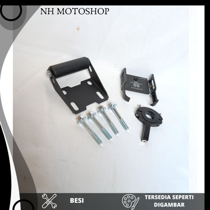 PAKET HOLDER HP BREKET BRACKET GPS HOLDER HP MOTOR PCX 150 PCX 160 COVER STANG HOLDER LOGAM