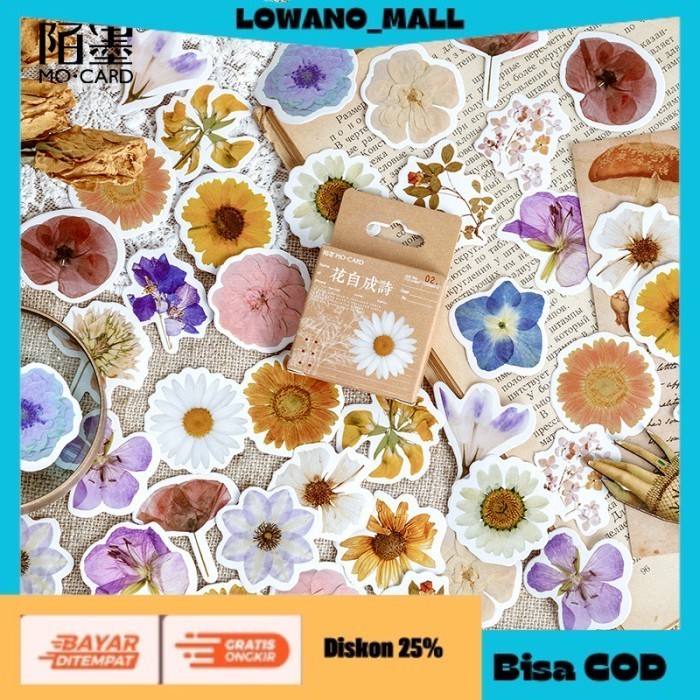 

[[LOWANOMALL6]] TERLARIS 46 Pcs Sticker Pack Flower Aesthetic Decorative Stickers COD