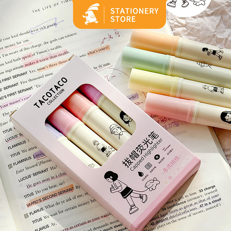 

1-4MM Highlighter 4PCS/BOX /Stabillo Warna/Stabilo isi 4 warna pastel-Rabbit_Stationery