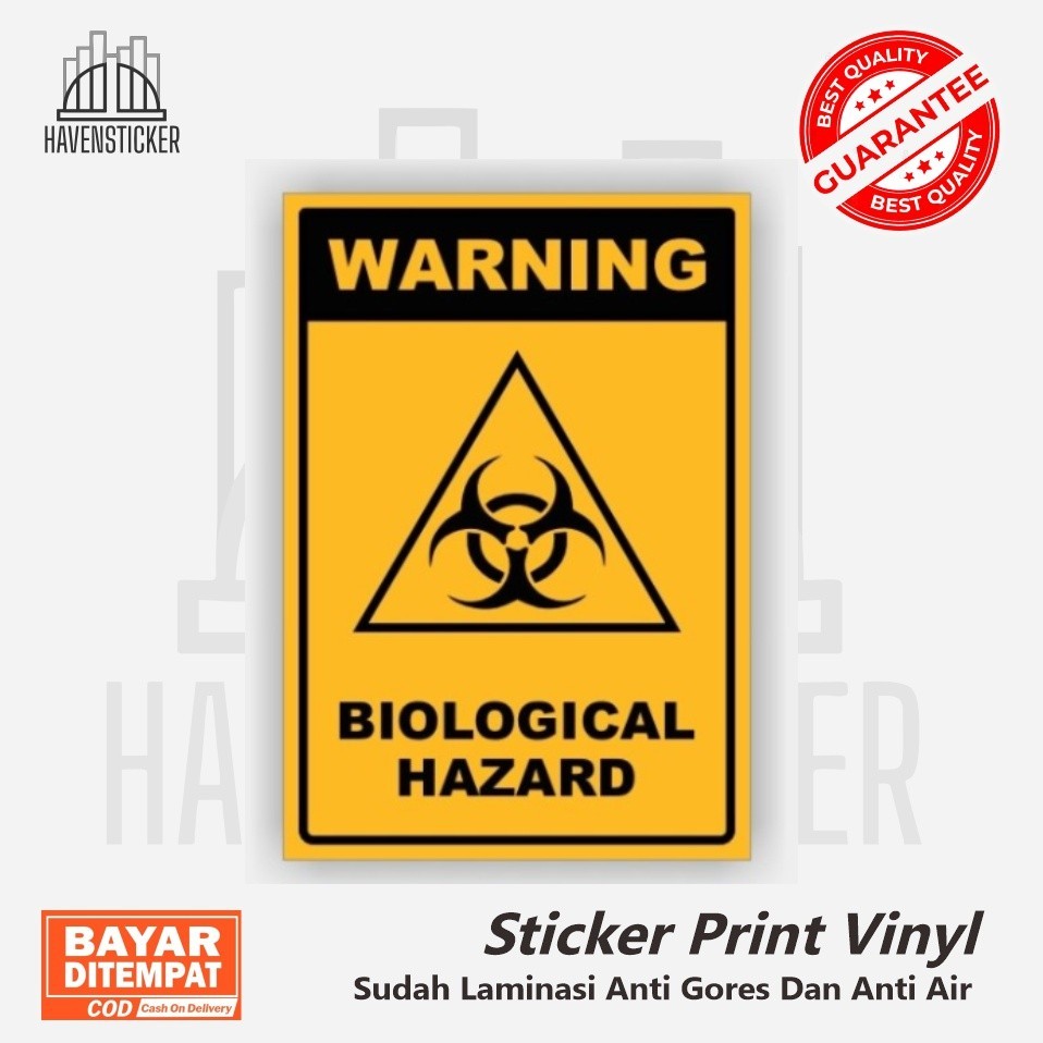 

Stiker label biological Hazard sticker Vinyl label print laminasi glossy