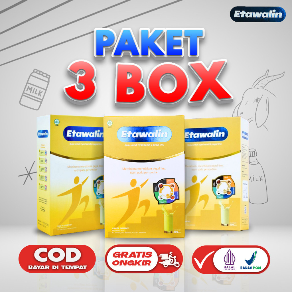 

Etawalin Paket 3 Box Bantu Atasi Nyeri sendi Tulang Asam Urat Rematik Jaga Kesehatan Tulang Pada Pria dan Wanita Halal BPOM