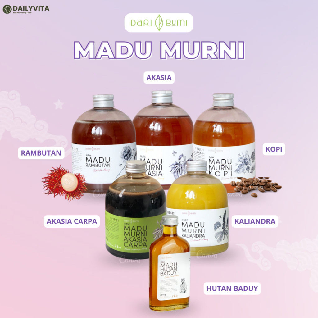 

DARI BUMI-Madu Murni Rambutan/Madu Murni Kopi/Madu Murni Akasia Carpa 350g/650g/1kg