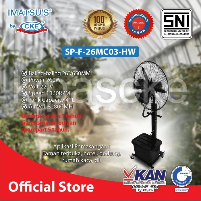 Spray Fan 26 Inch Waterproof 41L Kipas Angin Kabut Kipas Uap Misty Fan 26"