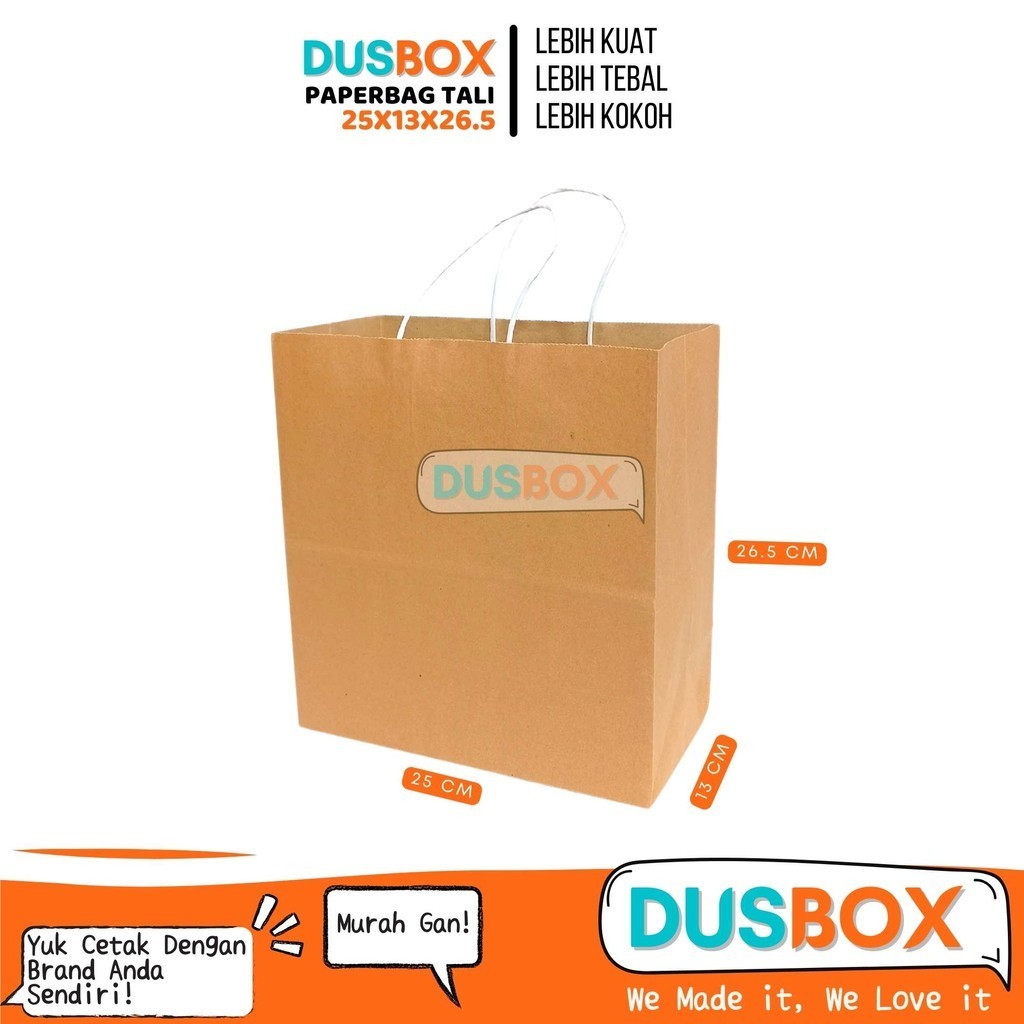 

Paperbag 25x13x26.5 Isi 10 Pcs / Paper Bag Makanan / Paper Bag tas / Tas Kertas / Goodie Bag Tas Kertas / Kantong Kertas coklat