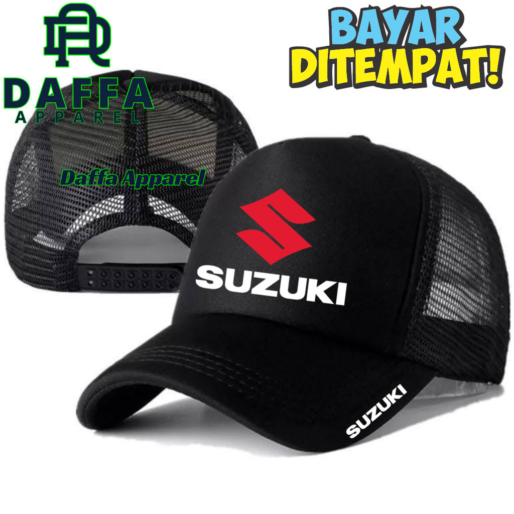 Daffa Apparel Topi Trucker SUZUKI - Topi Distro SUZUKI Logo - Topi SUZUKI Premium - Topi Pria Dewasa