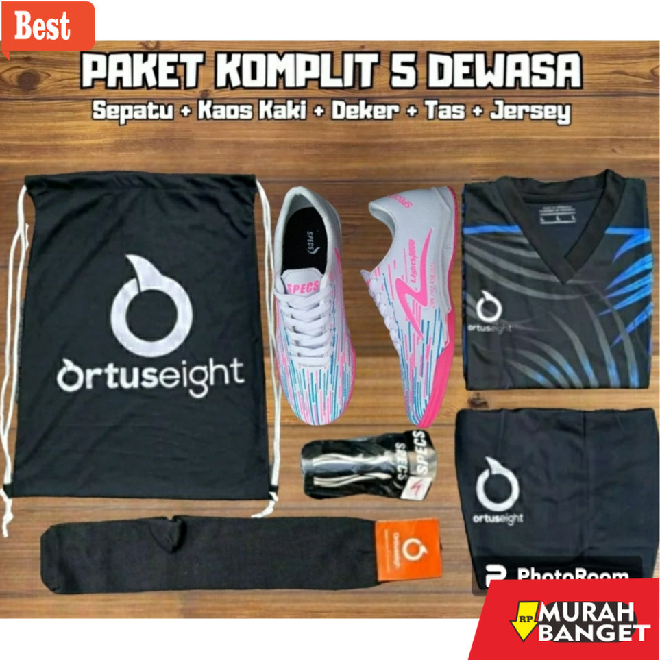 Sepatu futsal kekinian Sepatu futsal specs lightspeed reborn putih ungu hitam paket komplit hitam