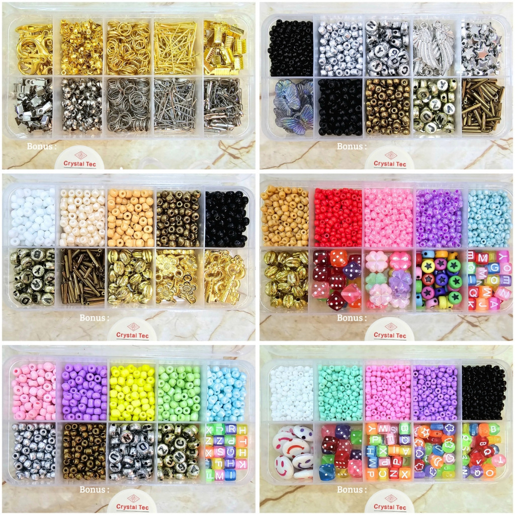 DIY Manik Manik Set Aesthetic - gelang Manik Manik 1 Set Beads ( bonus tali elastis+Tali Giok 2meter