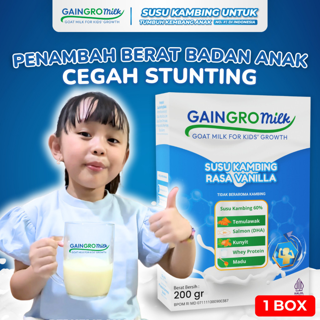 

GAINGRO MILK VANILLA Susu Kambing Rasa Vanila Penambah Berat Badan Anak joyskincare.bekasi