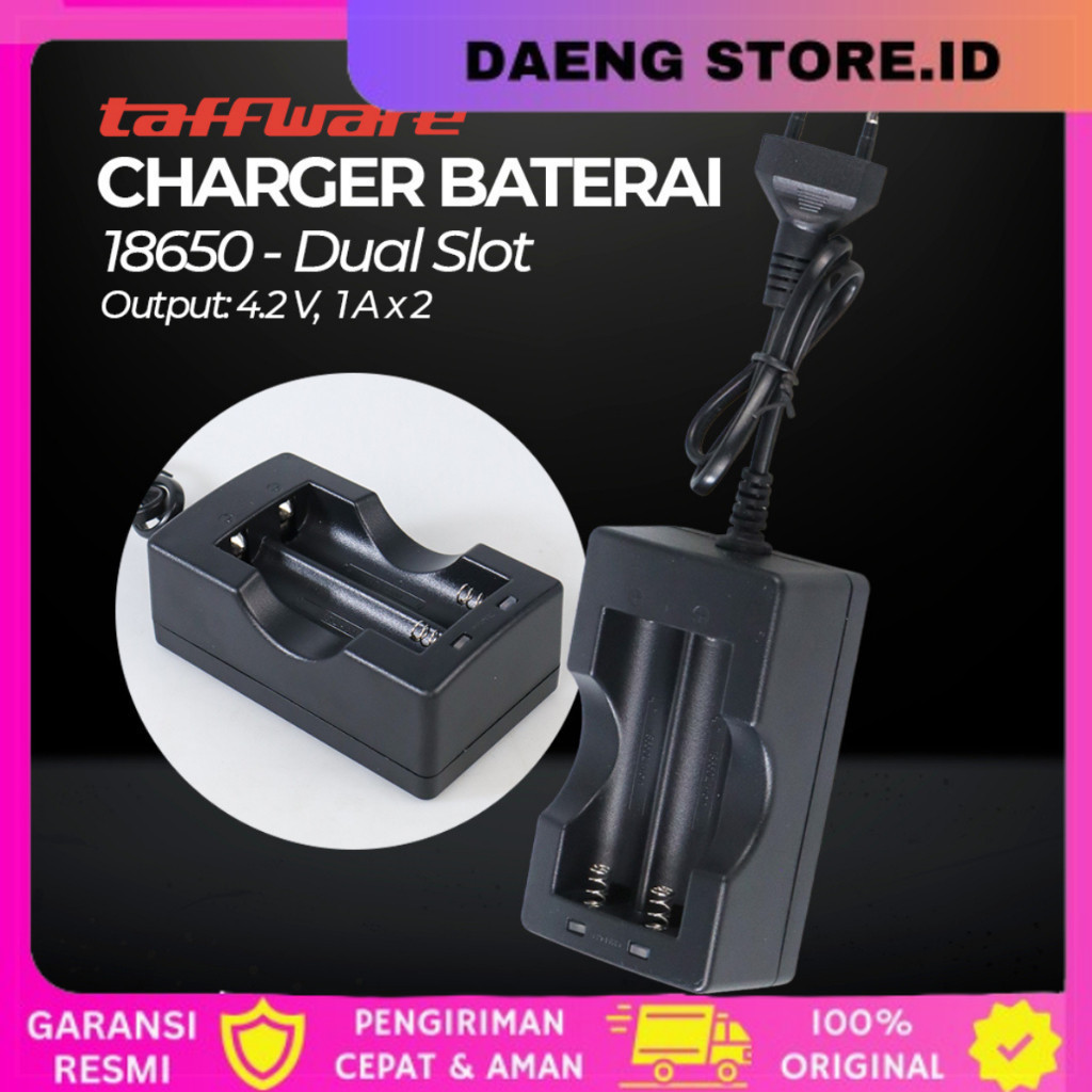 Taffware Charger Baterai Cell Charger 18650 Dual Battery Slot Taffware Charger Baterai Cell Charger 