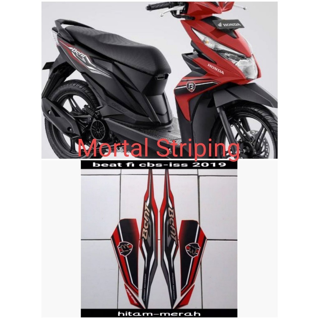 STIKER STRIPING & LIS BODY MOTOR BEAT FI NEW 2019 HITAM MERAH TERLARISS