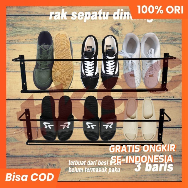 Rak besi sepatu sandal tempel dinding rak gantungan tempat sepatu dinding