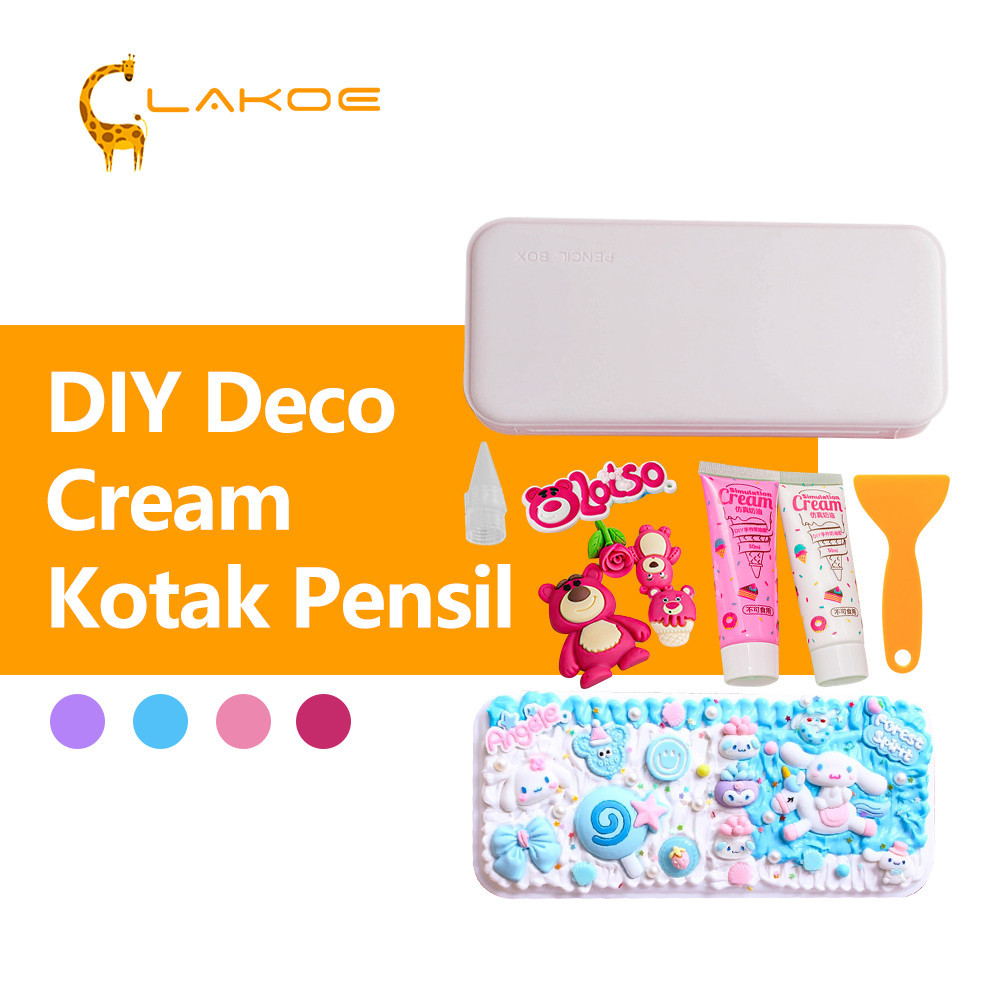 

LAKOEOFFICIALMALL Kotak Pensil DIY Deco Cream Kit Tempat Pensil Kuromi Anak Perempuan