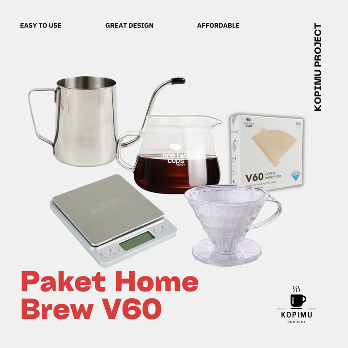 Paket Alat Seduh Kopi V60 Manual Brew | Home Brew V60 Ceramic Dripper - BENING