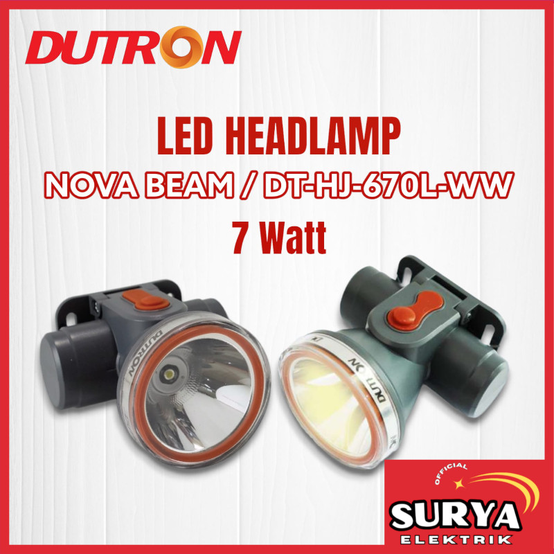 Senter Kepala DUTRON Headlight / Headlamp LED 7W Putih / Kuning Warm White