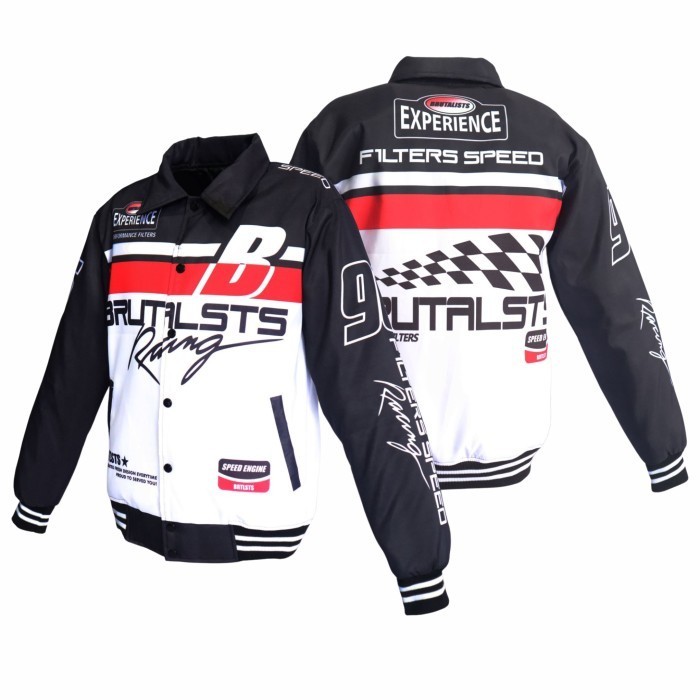 DISKON- Jaket Nascar Vintage Racing Jacket Motif NASCAR 96 Brutalists - Hitam, M fit to L