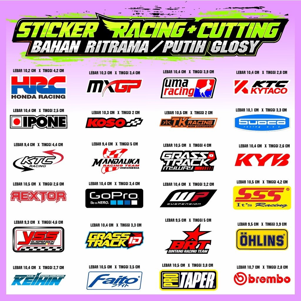 stiker racing / sticker team balap viral / sticker bengkel / sticker sponsor motor / stiker balap / 