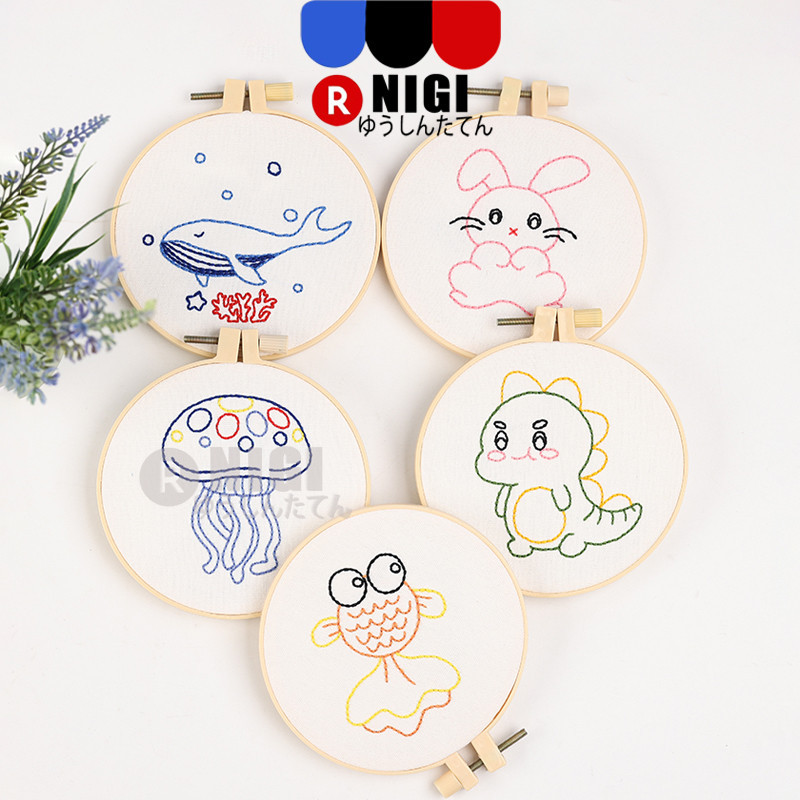 NIGI Embroidery Kit Colorfull Ed/Menyulam Kit Pemula/Menyulam Untum Pemula