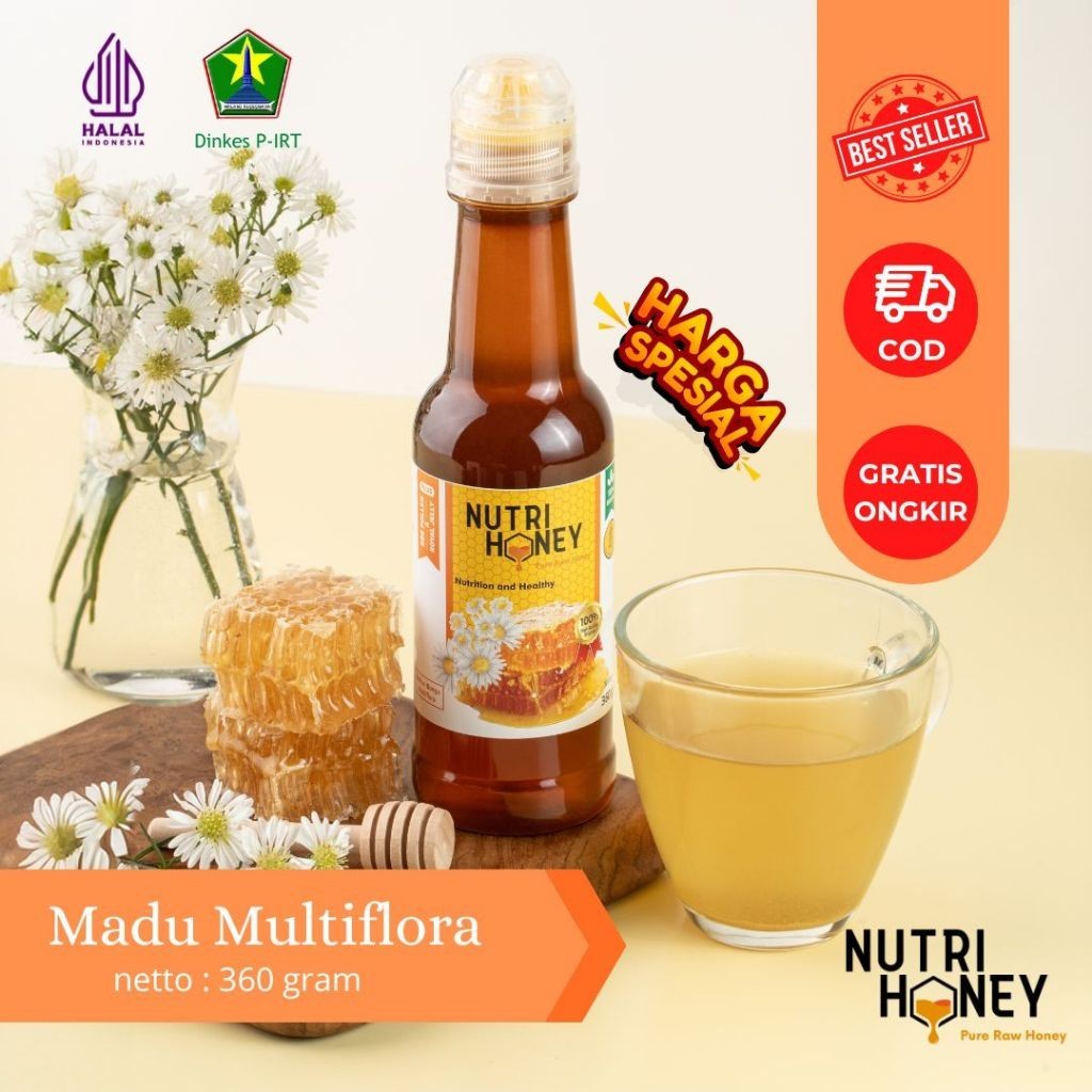 

Nutri Honey - Madu Asli - Madu Murni - Madu Asli 100% Tanpa Campuran - Madu Raw Honey - Royal Jelly