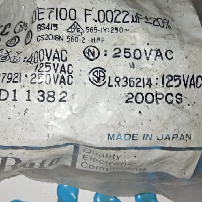 ds99 Kapasitor Ceramic 222 250V 2.2nF 250v 2n2 250V