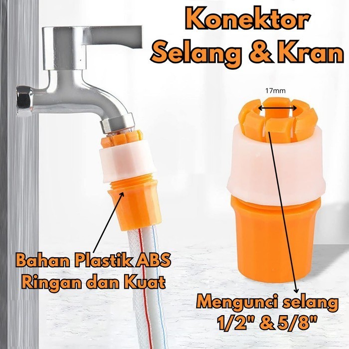 Konektor Selang Kran Air Sambungan Keran Selang 1/2 5/8 Inch Klem Clem Clamp Putar Quick Release Pla