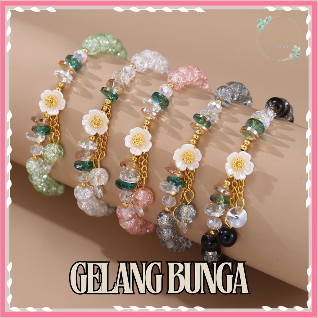 Gelang Manik Manik Bunga Kristal Korean Aesthetic GROSIR