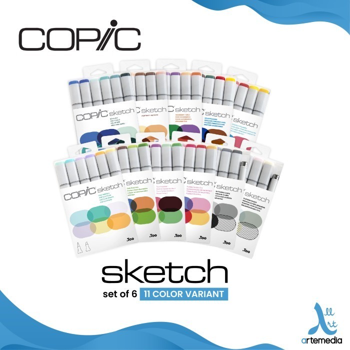 

Copic Sketch Set 6 Graphic Marker Alcohol Based Dye Ink Refillable