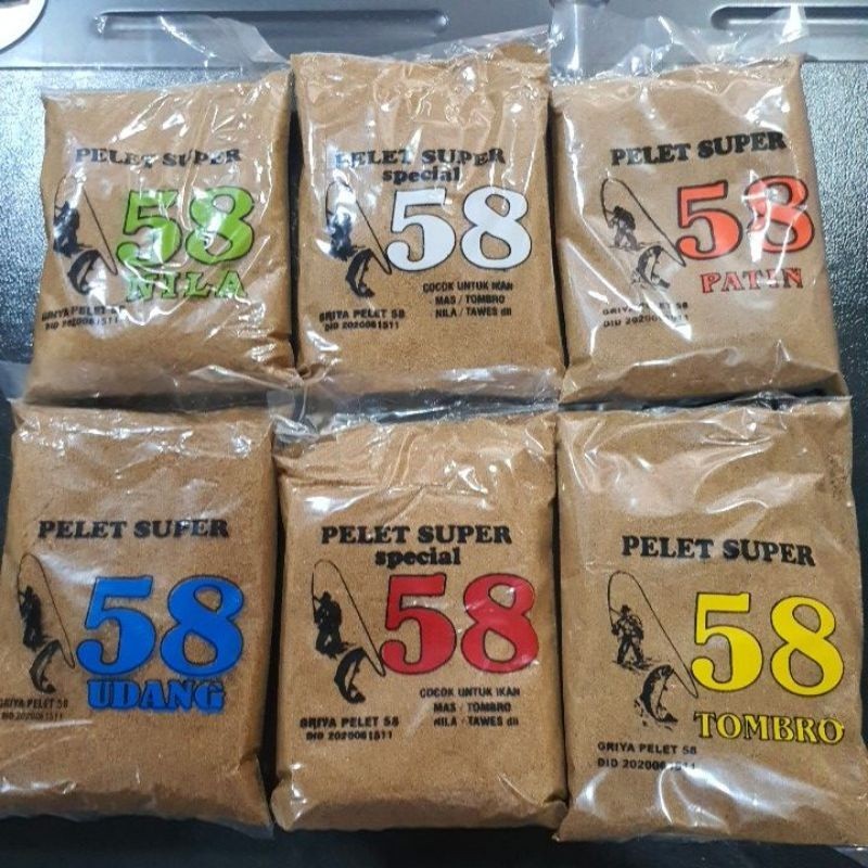 Umpan Pelet  Super 58 Berbagai varian// Umpan Pelet  Nila,Udang,Lele Patin