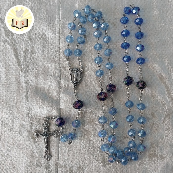 {smile} ROSARIO KRISTAL CEKO 8 MM - BIRU KOMBINASI - KATOLIK - LIMITED EDITION