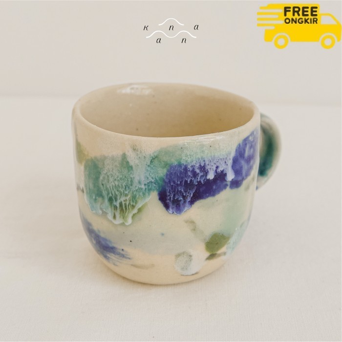 ✨LARIS✨ -KANNA MUG - cangkir gelas minum kopi teh cafe craft handmade keramik - BlueLagoon ii