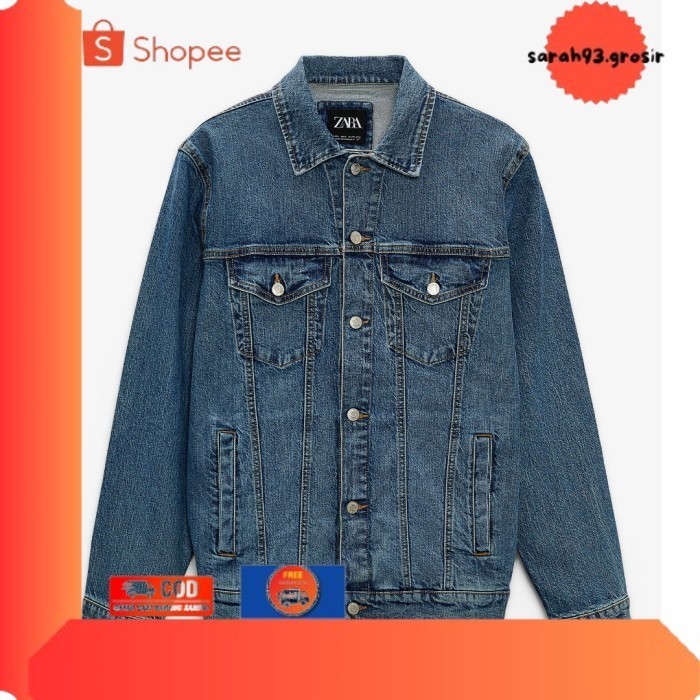 ✨BESTSELLER✨ -Jaket Denim Zara Basic  Store Jaket Denim Pria - MODEL 1, S
