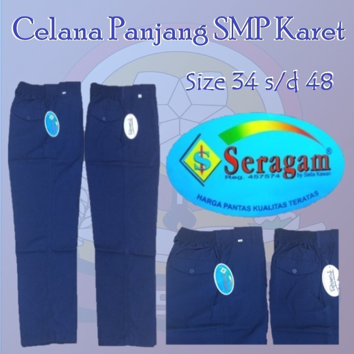 Celana Seragam Sekolah Panjang Karet SD SMP (MERK SERAGAM DAN BULOVA) - Putih, 38