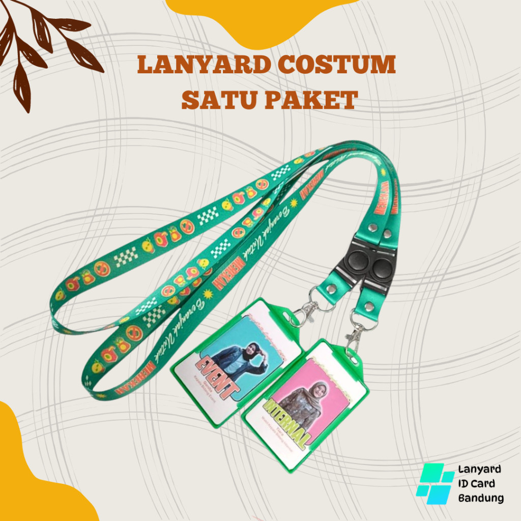 

SATU SET PAKET NAME TAG CETAK TALI LANYARD PRINT SUBLIM PREMIUM + ID C4RD PLUS HOLDER STANDAR