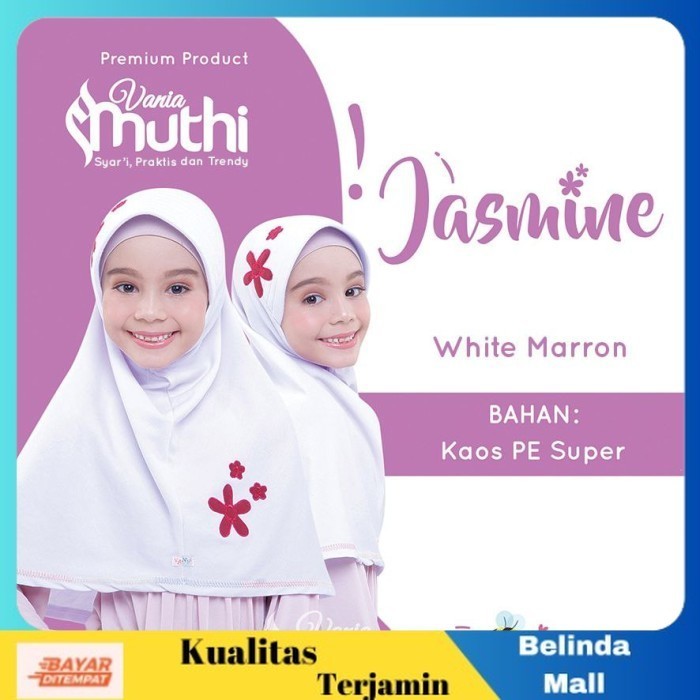 

⭐COD⭐ MURAH Kerudung Bergo Anak Jilbab Putih Sekolah TK SD SMP Jasmine Mueeza putih maroon, XS