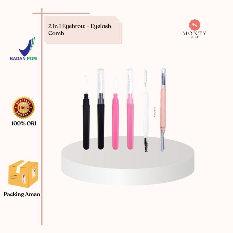 2in1 Sisir Alis Bulumata Dupe picasso Double Head Steel Eyebrow Eyelashes Extension Brush Metal Comb