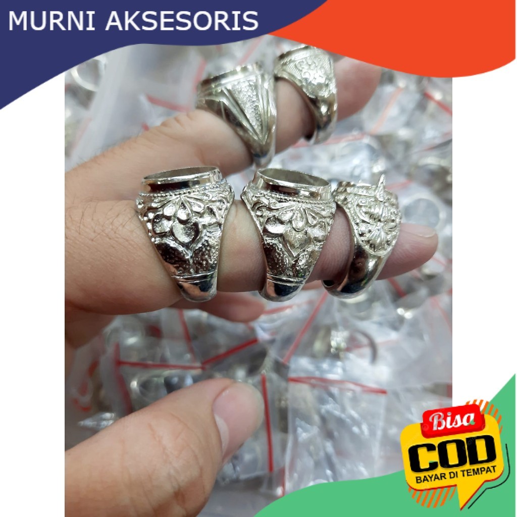 COD HARGA GROSIR. 1 KODI (20 Pcs) RING ALPAKA SUPER SILVER / Emban Cangkang Cincin Alpaka Silver Ant