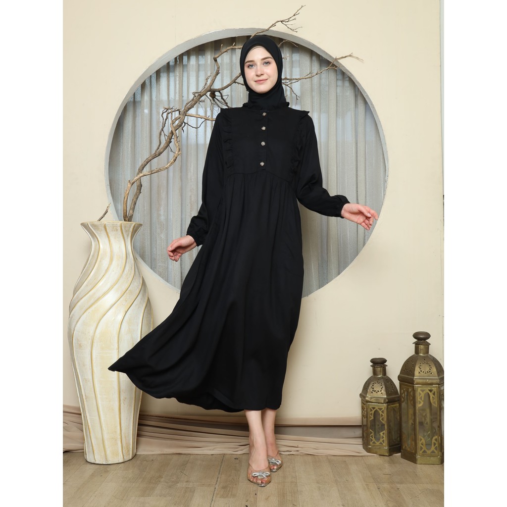 RILLEY - Gamis Nadine | Dress Panjang Muslim Wanita | Gamis Wanita Terbaru Bahan Rayon Twill