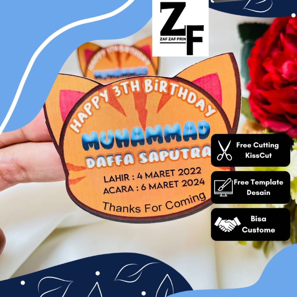 

ZAF Print Sticker Karakter Ulang Tahun Anak Stiker Label Hampers Ultah Free Design Birthday