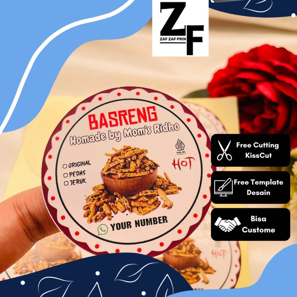 

ZAF 9-15 Cetak Stiker Label Cemilan Basreng Sticker Makanan Baso Goreng Pedas Free Desain