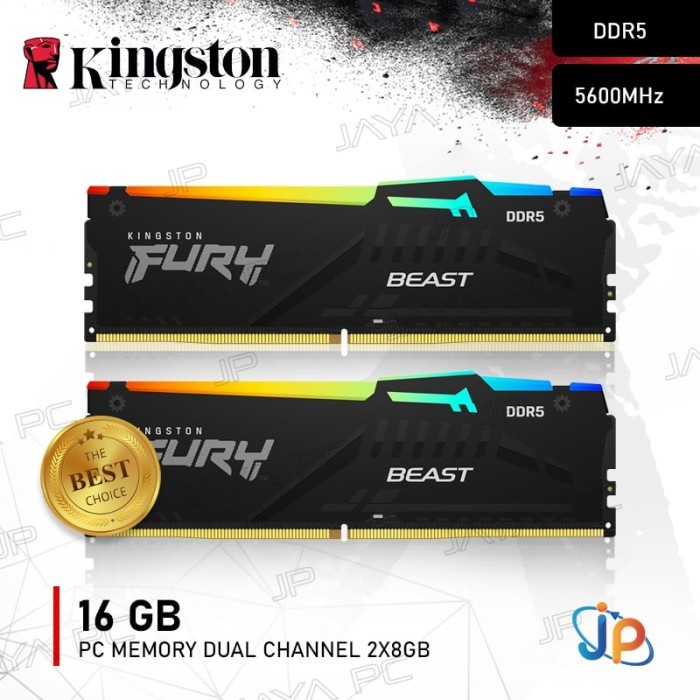 Memory Kingston Fury Beast RGB PC44800 5600Mhz DDR5 16GB - 2x8GB Ram