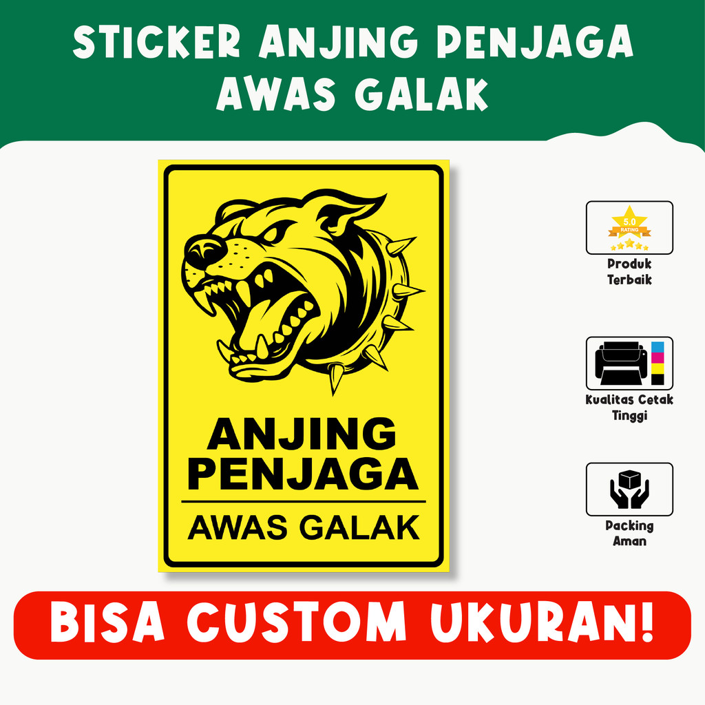 

Sticker Anjing Penjaga Awas Galak – Tahan Air, Vinyl Premium, Custom