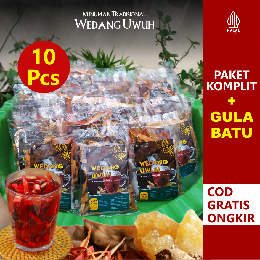 

Paket 10 Pcs Wedang Uwuh Komplit Lengkap dengan Gula Batu dan Rempah Jsr Teh Herbal Alami