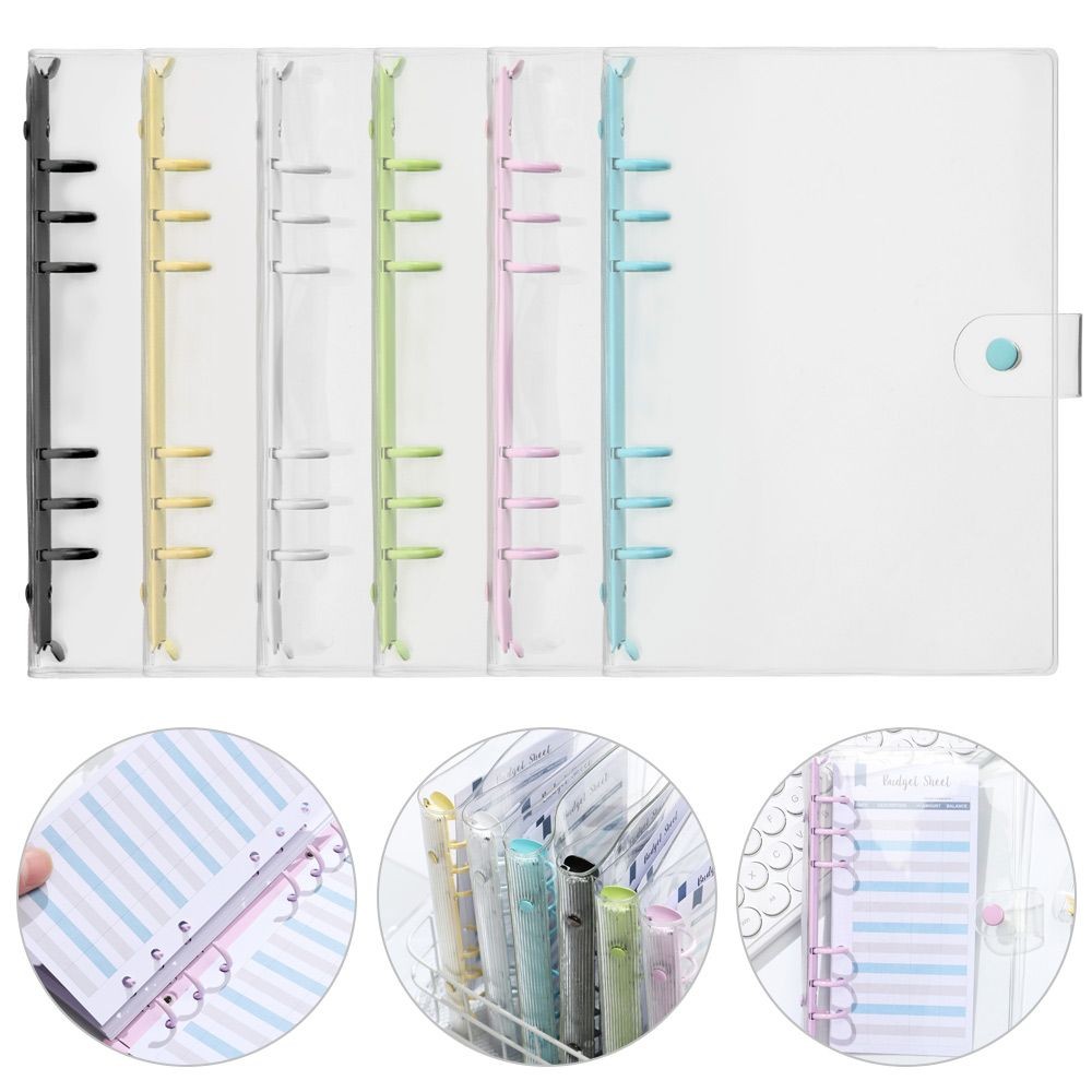 

A5 A6 Transparent PVC Loose-Leaf Notebook Cover Folder 6 Ring Binder Pockets Journal Planner Storage File School Stationery