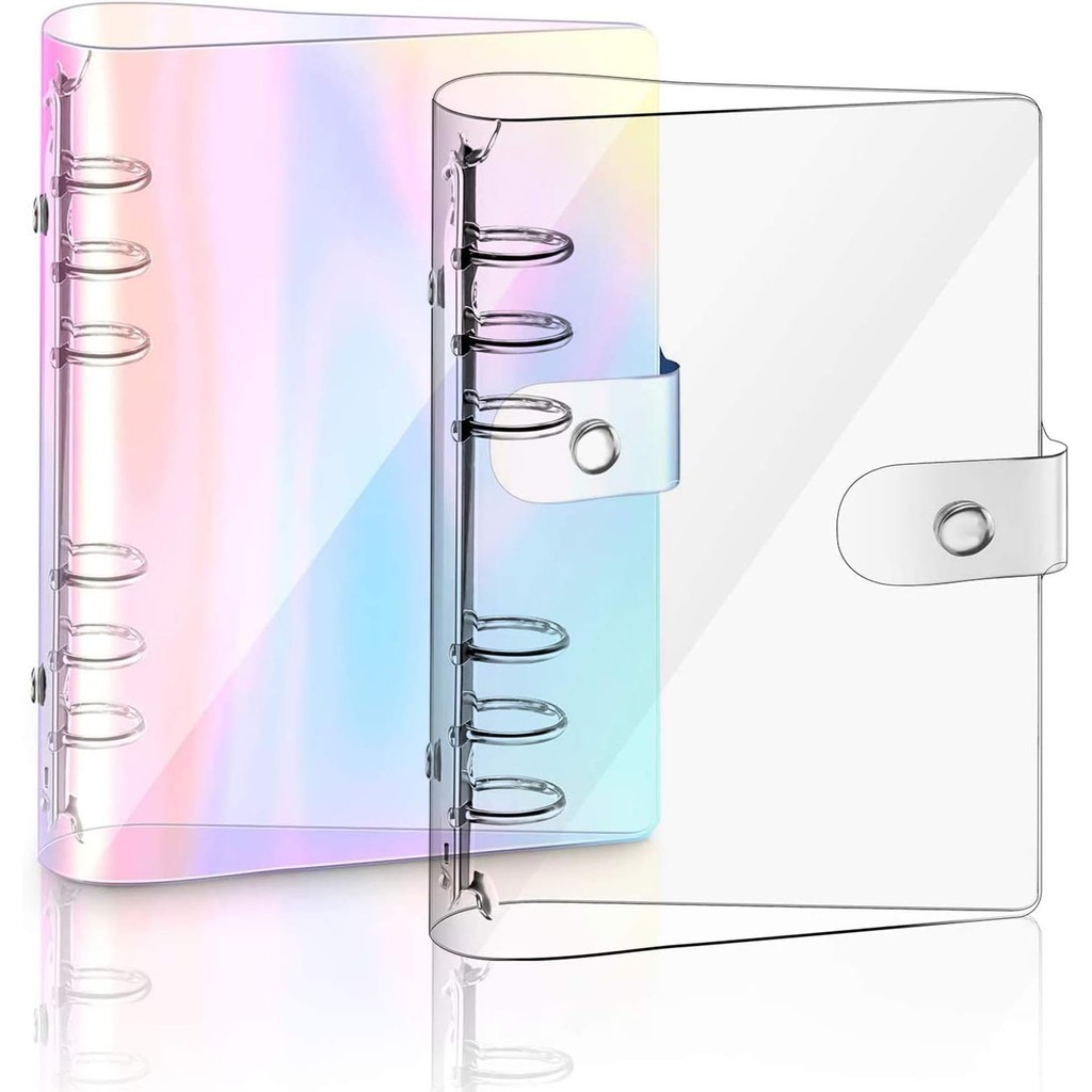 

A5 A6 Laser Transparent File Holder Notebook 6 Hole Loose Leaf DIY Document Bag Binder Rings PVC Storage Binding Folder