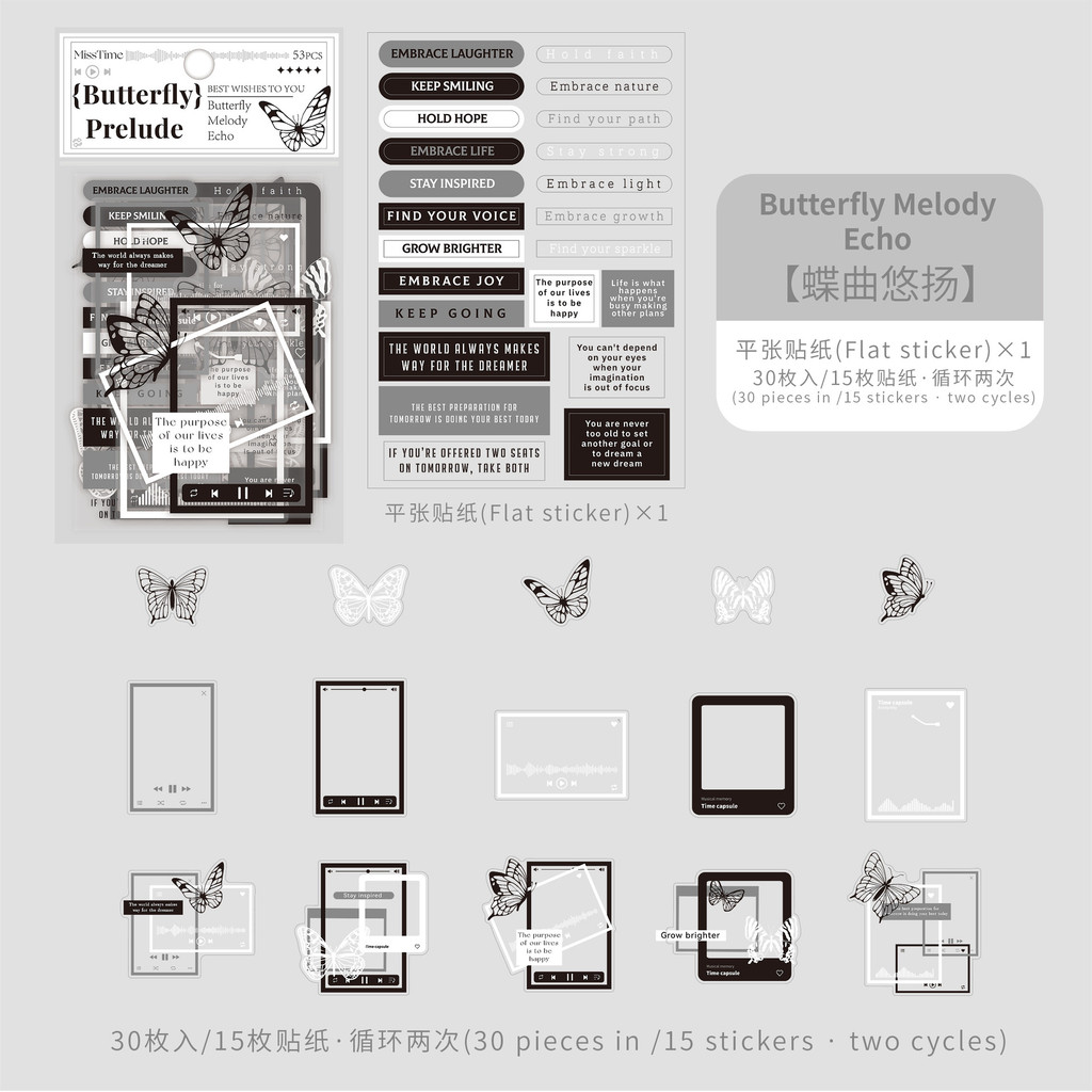 

1 Pack of 30 Simple Photo Frame Stickers Handmade DIY Stickers Student Stickers Fashion Gifts